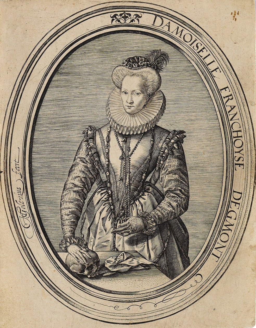 Luxemburgi Françoise, Gavre grófnője, Dame de Fiennes 1495-1557, 1580. alkotó: Hendrik Goltzius