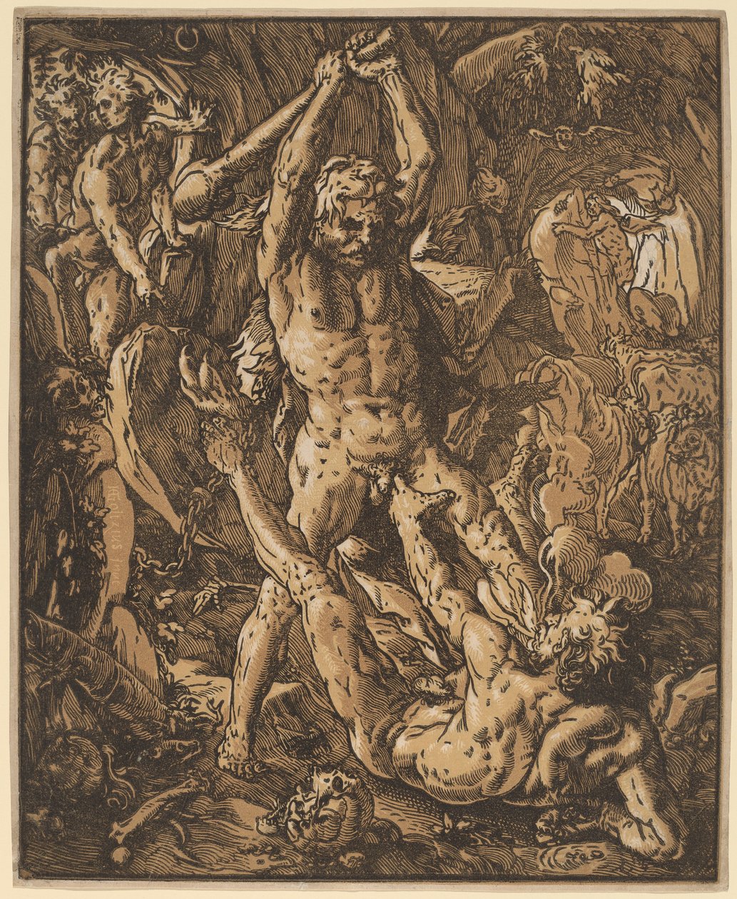 Herkules megöli Cacust alkotó: Hendrik Goltzius