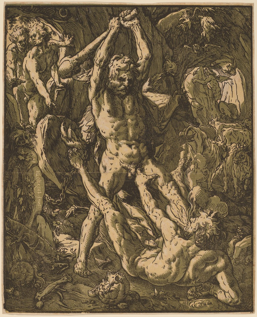 Herkules megöli Cacust alkotó: Hendrik Goltzius