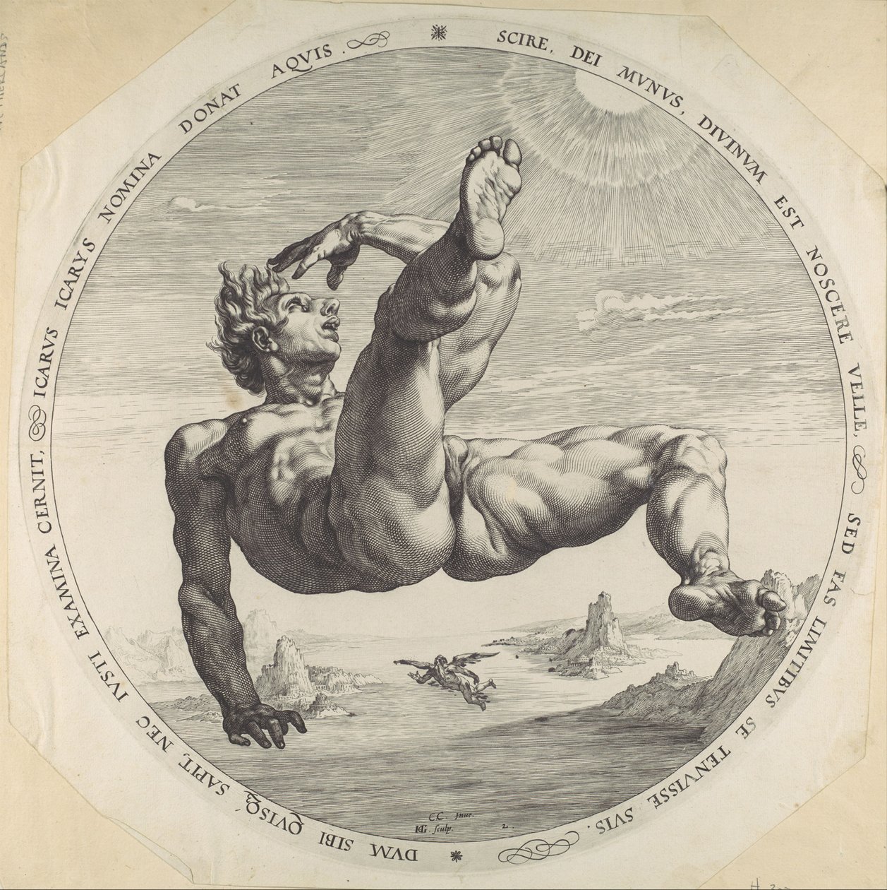 Icarus, A négy megszégyenítőből, 1588 alkotó: Hendrik Goltzius