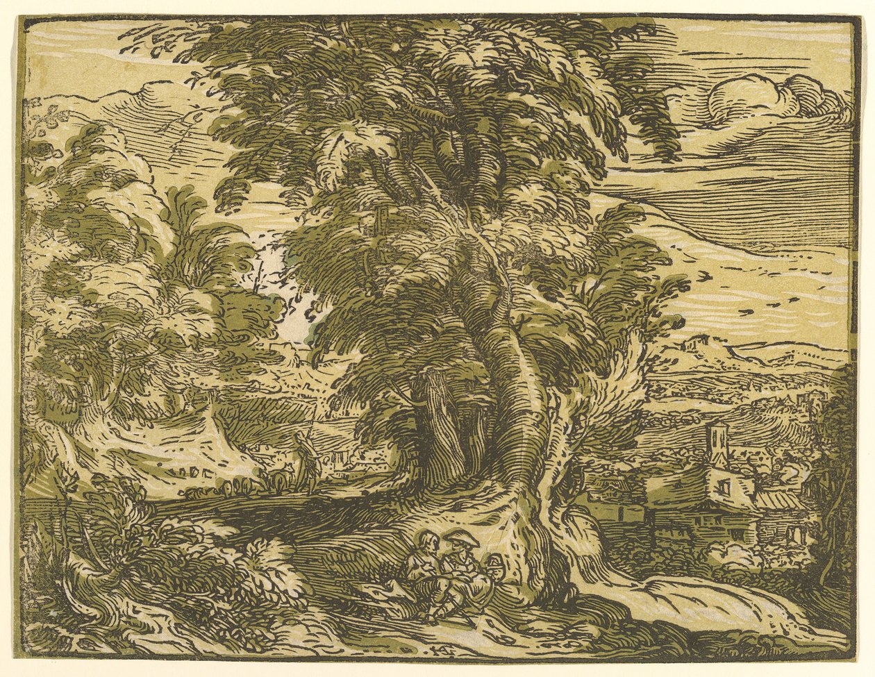 Táj ülő párral, 1595 után. alkotó: Hendrik Goltzius