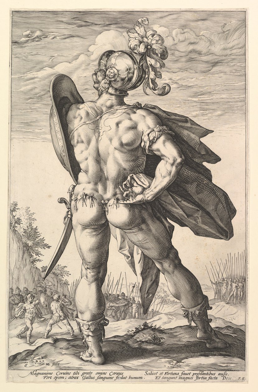 Marcus Valerius, A római hősök sorozatból, 1586. alkotó: Hendrik Goltzius