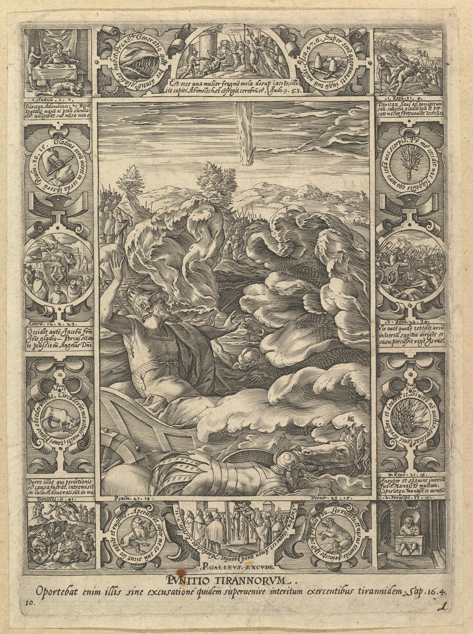 Punitio Malorum, A keresztény hit allegóriáiból, Christian és Profane Allego-ból....n.d. alkotó: Hendrik Goltzius