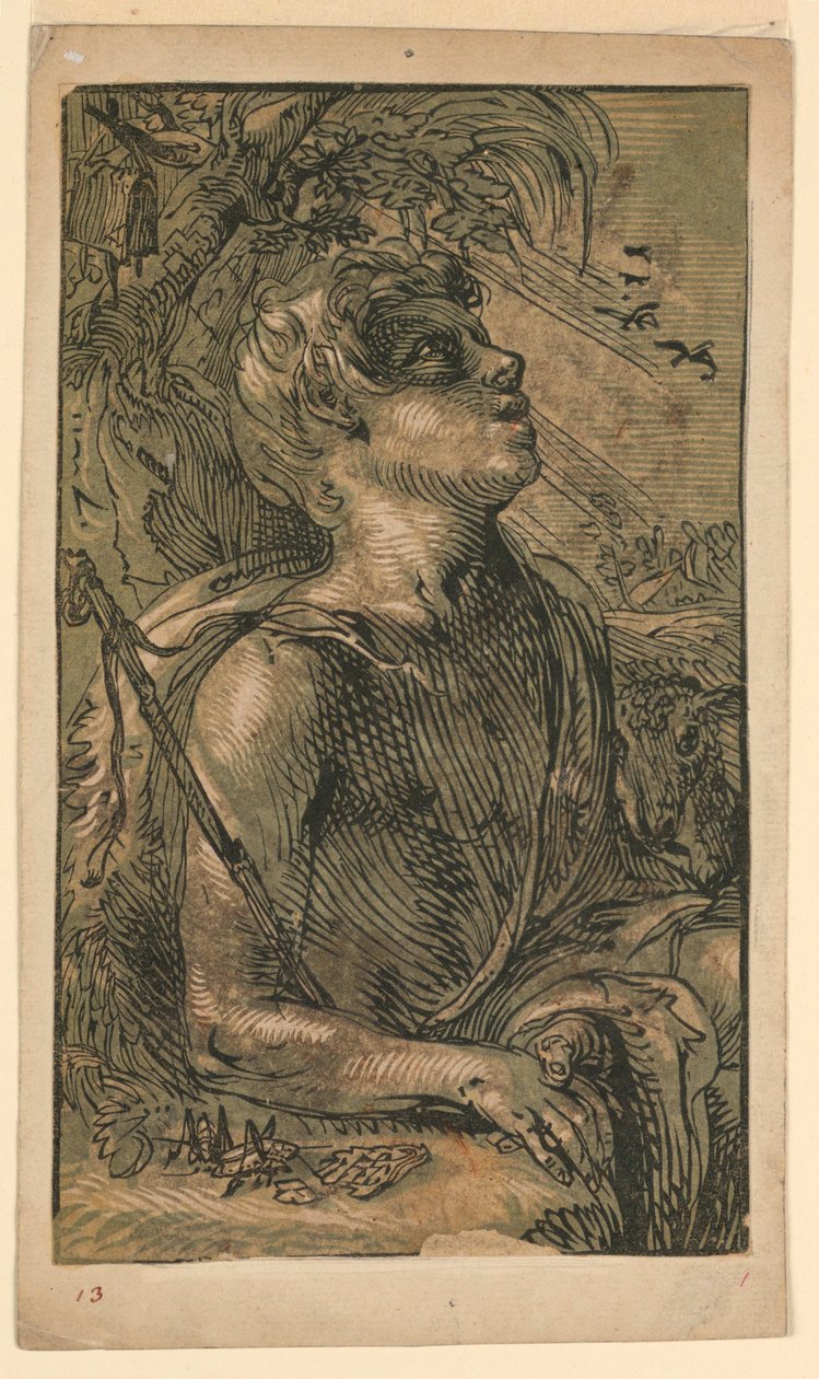 Szent János evangélista a vadonban alkotó: Hendrik Goltzius