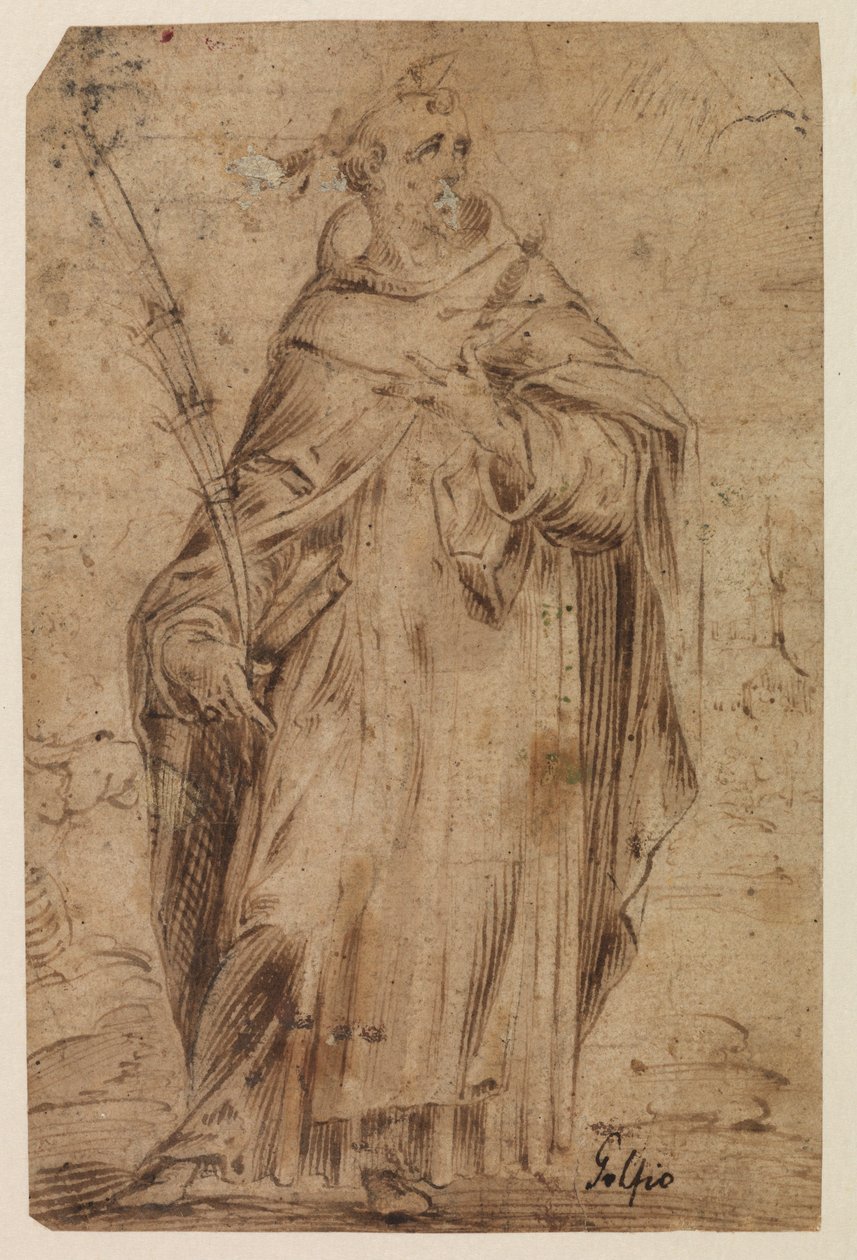 Szent Péter vértanú, recto, valószínűleg 16. század alkotó: Hendrik Goltzius