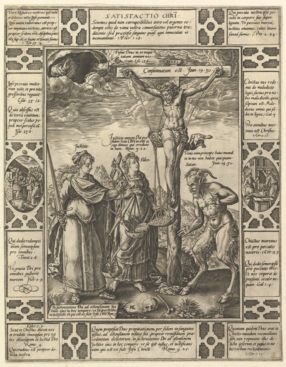 Satisfactio Christi, A keresztény hit allegóriáiból, a Christian és Profane Allegoból... alkotó: Hendrik Goltzius