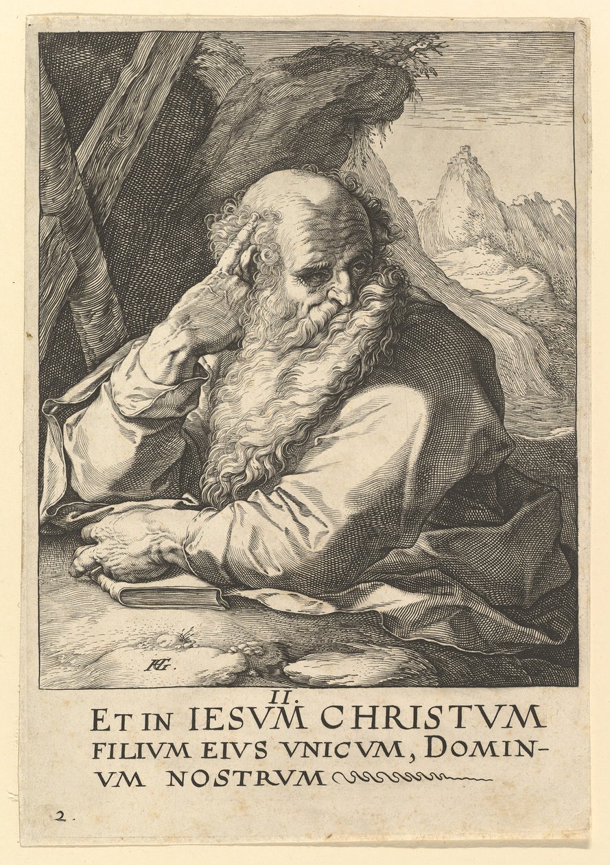 Szent András, Krisztustól, az apostoloktól és Szent Páltól a hitvallással, kb. 1589. alkotó: Hendrik Goltzius