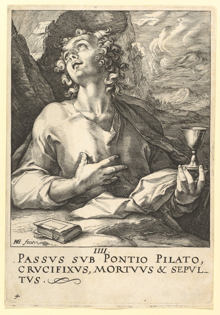 Szent János Krisztustól, az apostoloktól és Szent Pál a hitvallással, kb. 1589. alkotó: Hendrik Goltzius