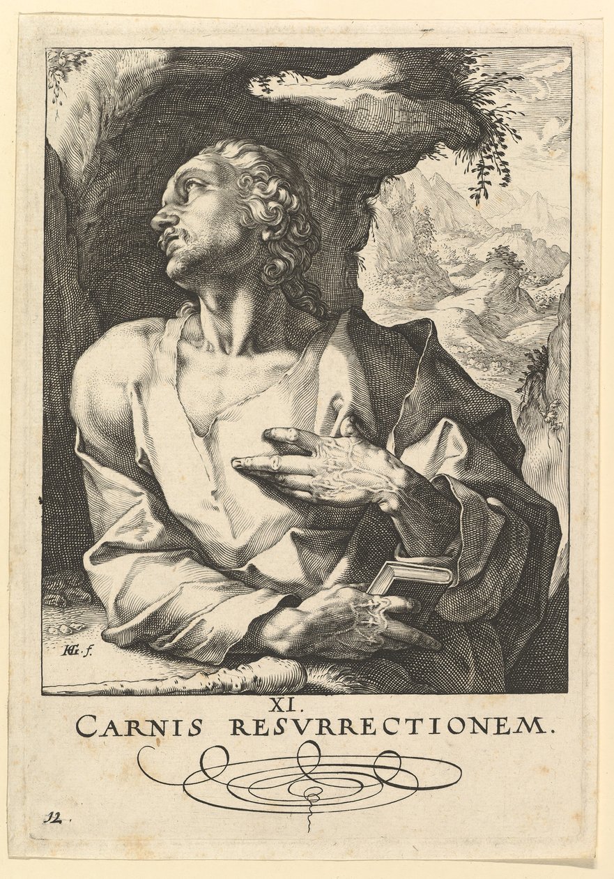 Szent Jude Tadeus, Krisztustól, az apostoloktól és Szent Páltól a hitvallással, kb. 1589. alkotó: Hendrik Goltzius