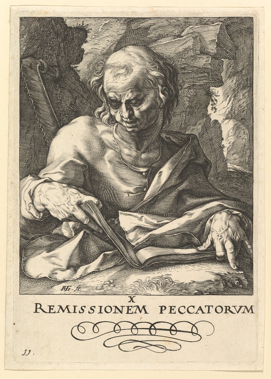 Szent Simon, Krisztustól, az apostoloktól és Szent Pál a hitvallással, kb. 1589. alkotó: Hendrik Goltzius