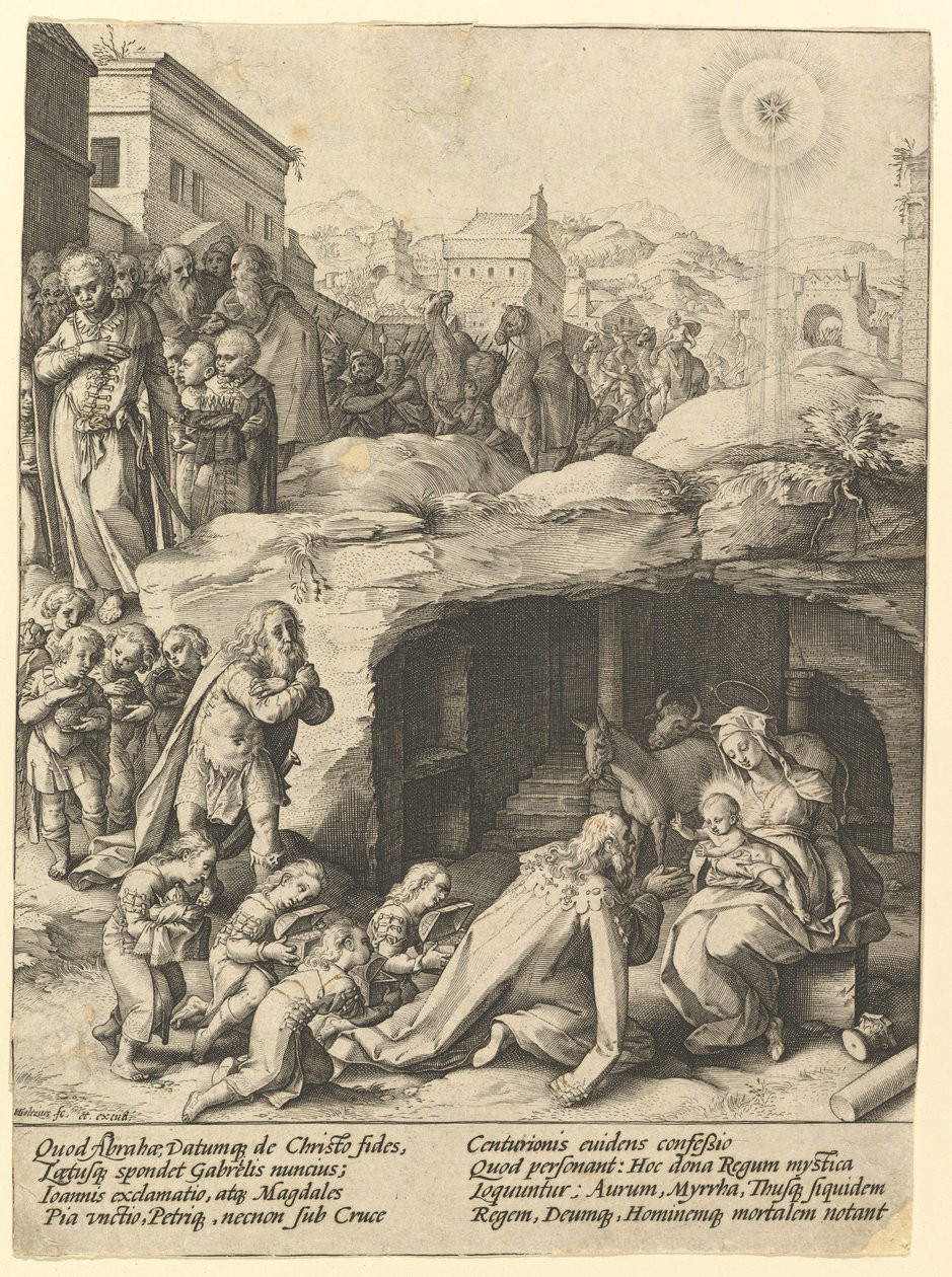 A mágusok imádása, kb. 1585. alkotó: Hendrik Goltzius