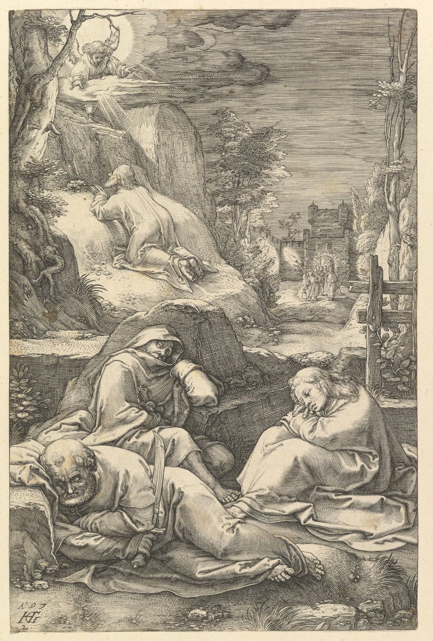 Agónia a kertben, Krisztus szenvedéséből, 1597. alkotó: Hendrik Goltzius