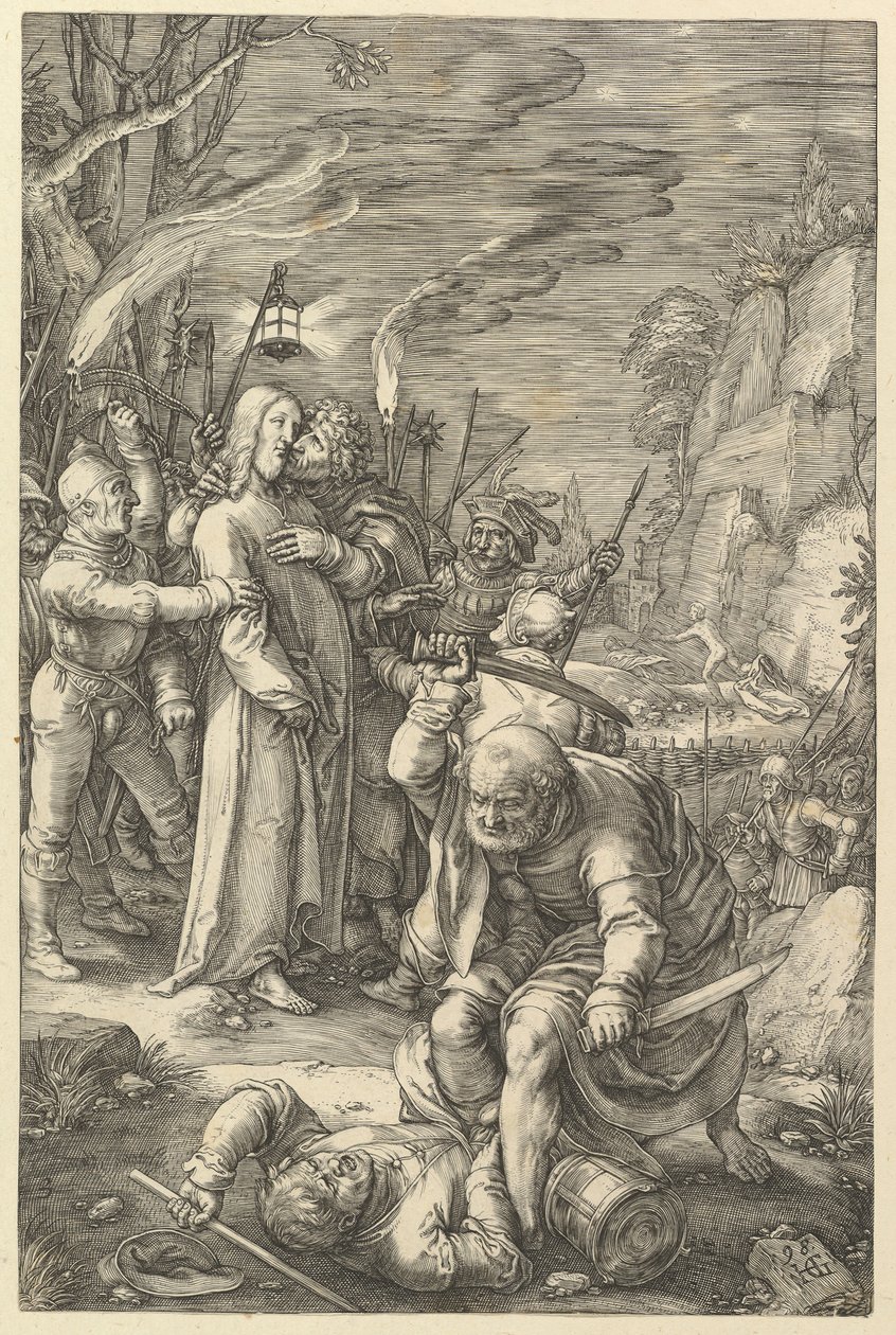 Krisztus árulása, Krisztus szenvedéséből, 1598. alkotó: Hendrik Goltzius