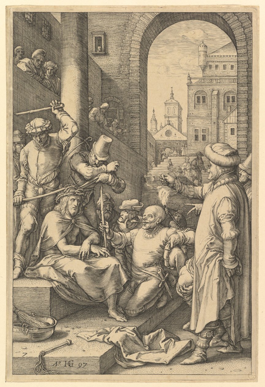 Töviskoronázás, Krisztus szenvedéséből, 1597. alkotó: Hendrik Goltzius