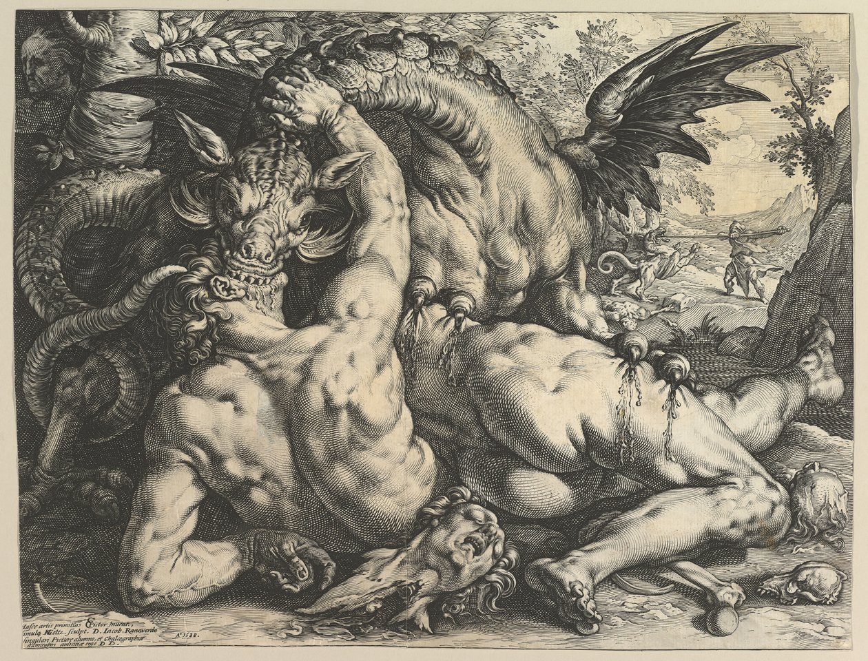 A sárkány felfalja Kadmusz társait, 1588. alkotó: Hendrik Goltzius