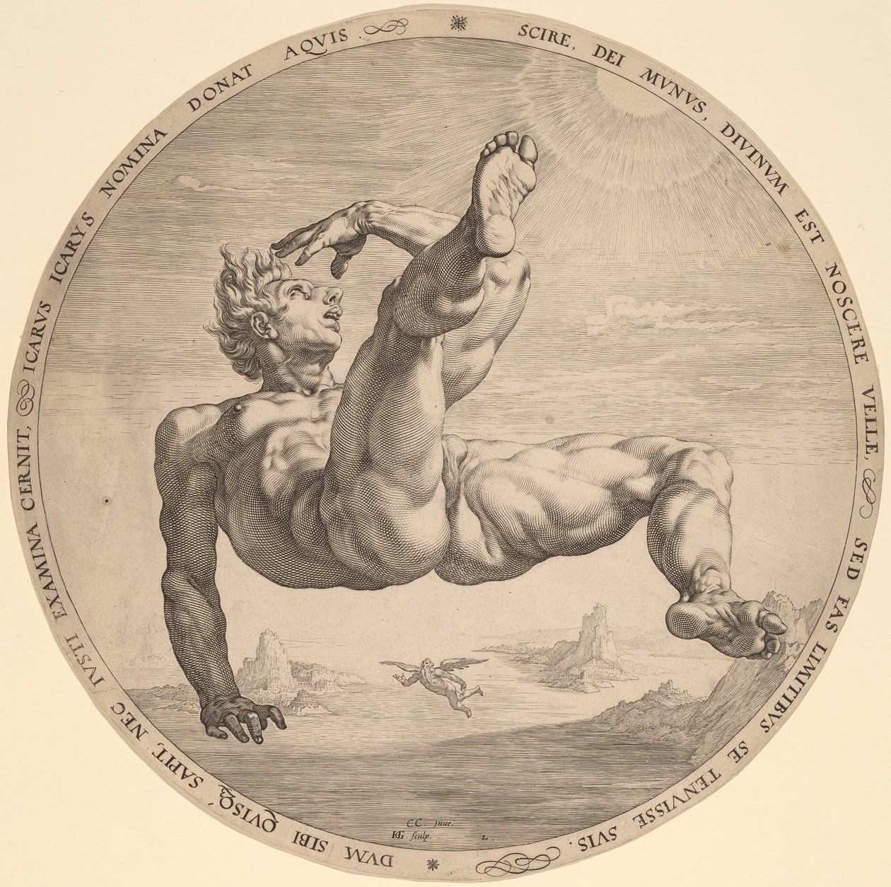Icarus alkotó: Hendrik Goltzius, after Cornelis Cornelisz van Haarlem
