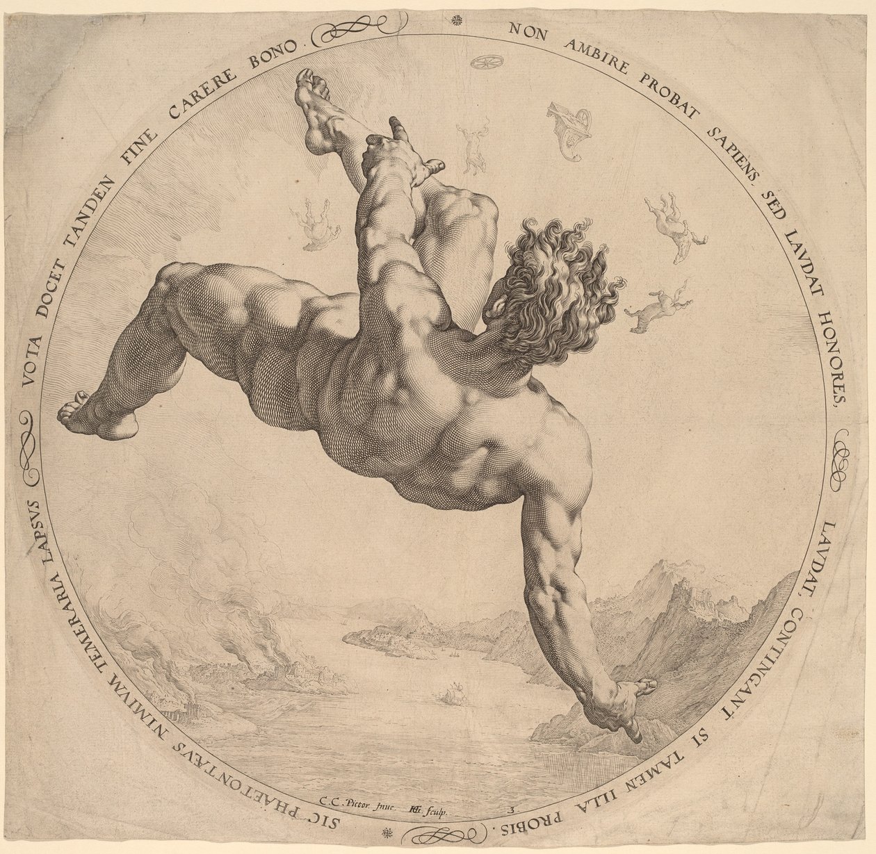 Félfödeles együléses hintó alkotó: Hendrik Goltzius, after Cornelis Cornelisz van Haarlem