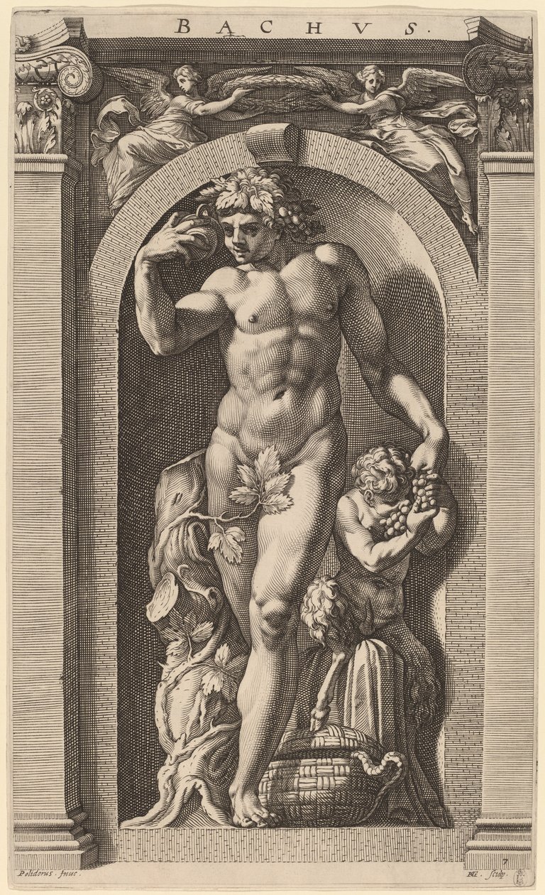 Bacchus alkotó: Hendrik Goltzius after Polidoro da Caravaggio