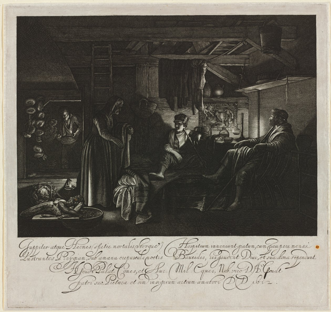 Jupiter és Merkúr Philemon és Baucis házában alkotó: Hendrik Goudt after Adam Elsheimer