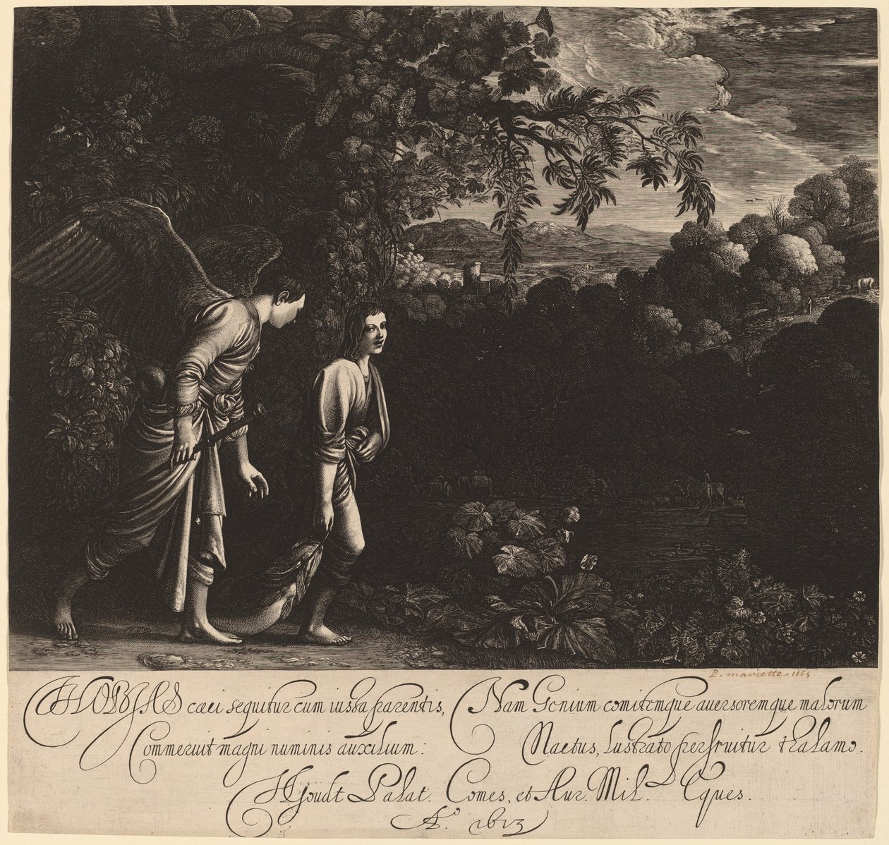 Tóbiás és az angyal (The Large Tobias) alkotó: Hendrik Goudt after Adam Elsheimer