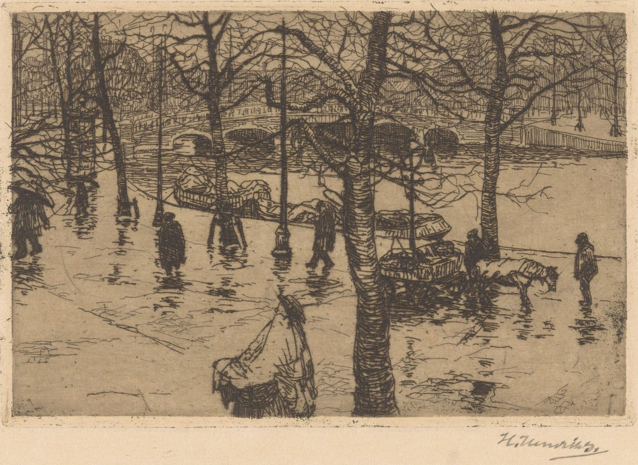 Csatorna esős időben alkotó: Hendrik Henrichs (signed by artist)