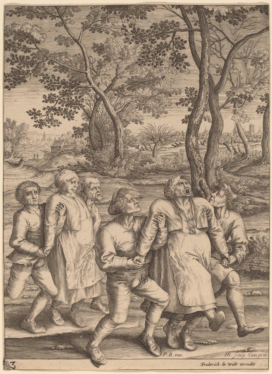 Epilepsziás gyaloglás jobbra alkotó: Hendrik Hondius I after Pieter Bruegel the Elder