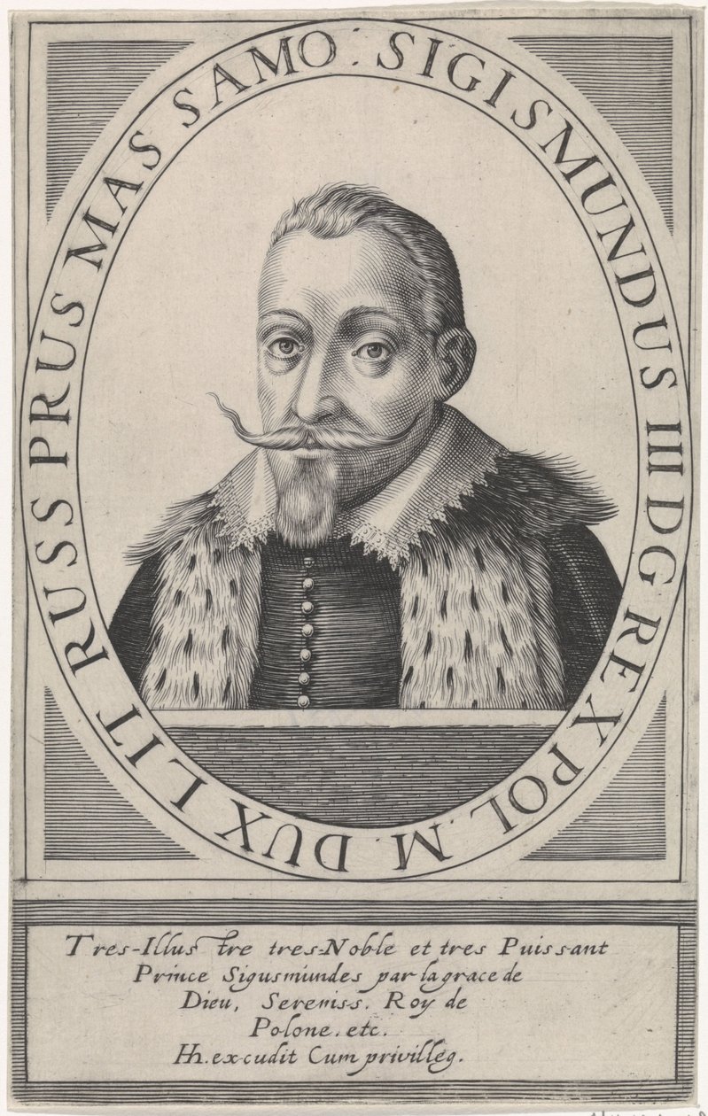 III. Vasa Zsigmond lengyel király 1566-1632 portréja, 1608 alkotó: Hendrik Hondius the Elder