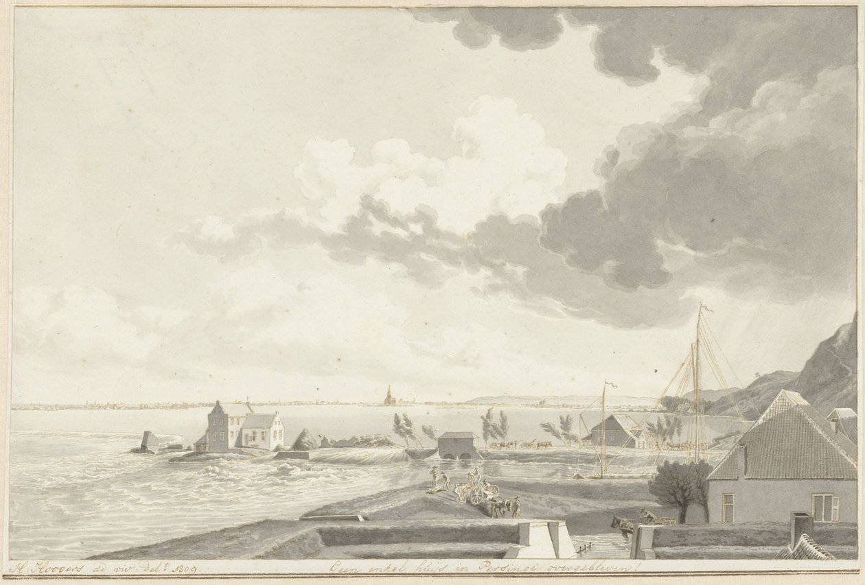 Az elárasztott Ooijpolder Persingennel a távolban, 1809 alkotó: Hendrik Hoogers (signed by artist)