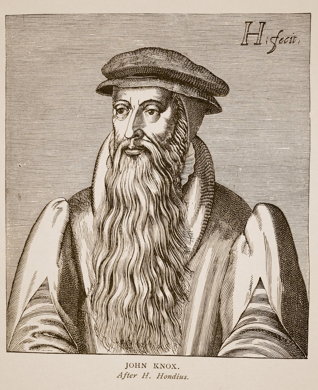 John Knox, Jacobus Verheiden „Effigies” című művéből, 1602 (szépia fotó) alkotó: Hendrik I Hondius