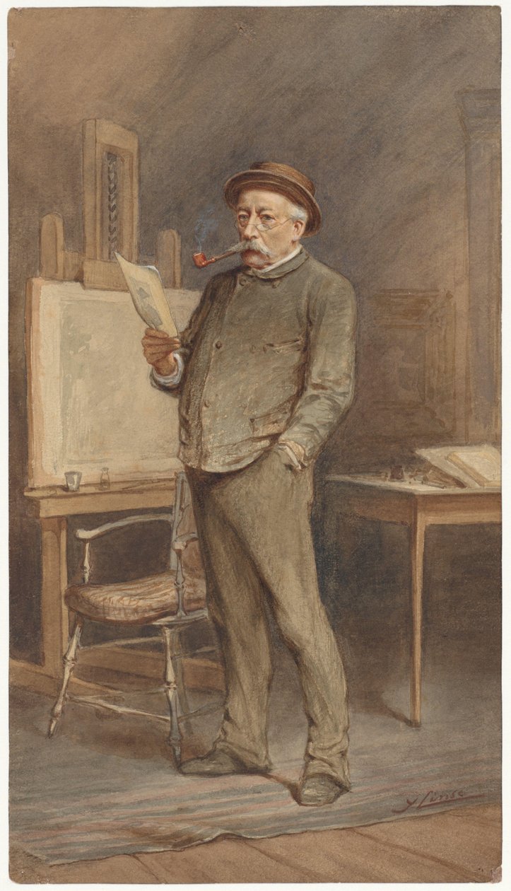 Charles Rochussen portréja a műtermében alkotó: Hendrik Jan Carel Linse