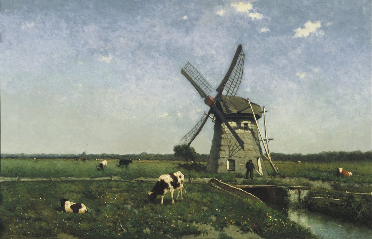 Táj szélmalommal Schiedam közelében, 1873 alkotó: Hendrik Johannes Weissenbruch