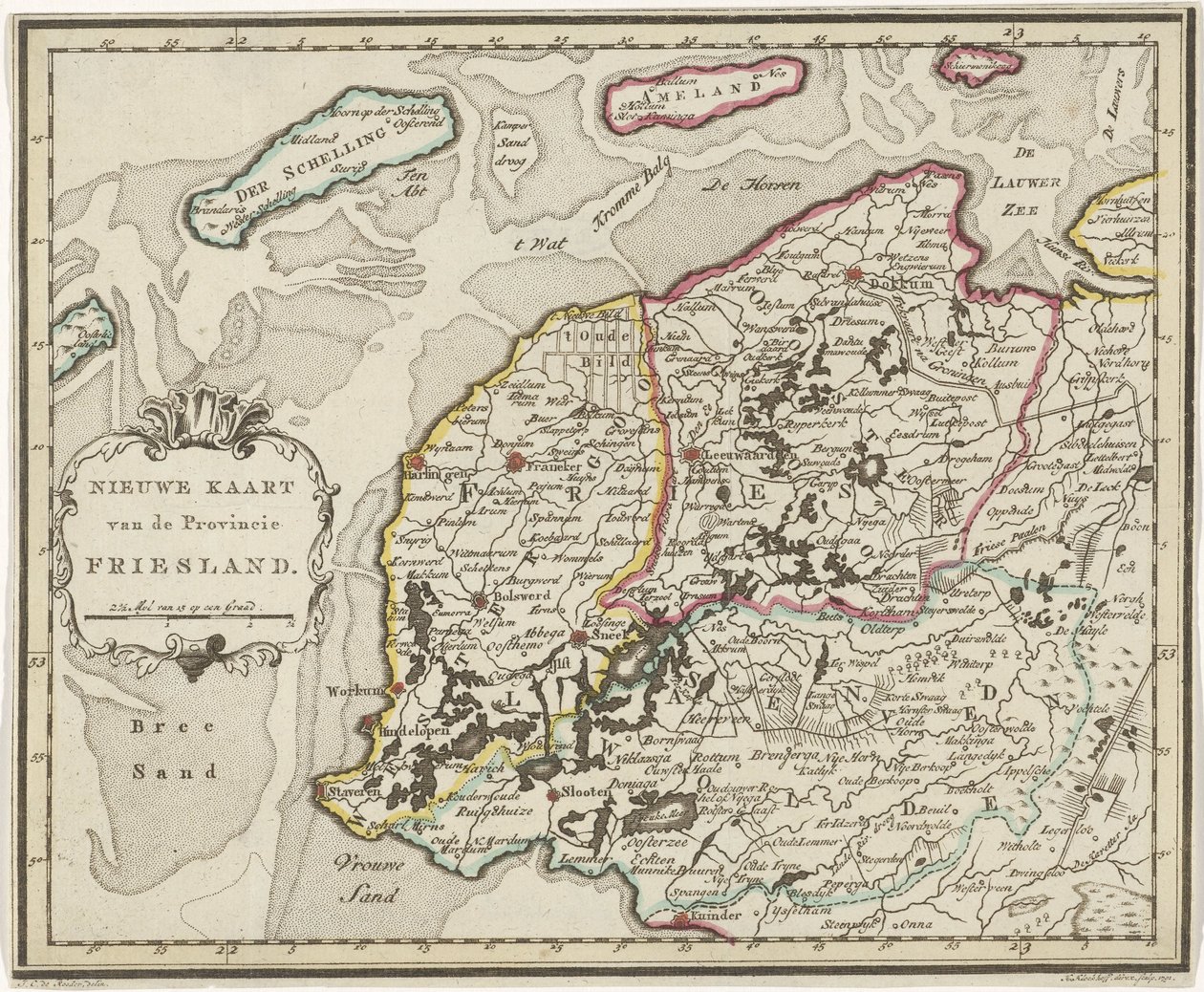 Frízföld térképe Friesland tartomány új térképe (cím az objektumon) alkotó: Hendrik Kloekhoff