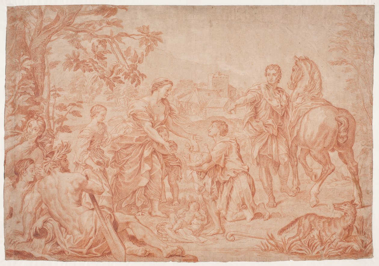 Romulus és Remus (Livius 1, 4). Studie efter Carlo Marattis maleri i Sanssouci, Potsdam (udf. 1692, Niccolo Maria Pallavicini) alkotó: Hendrik Krock