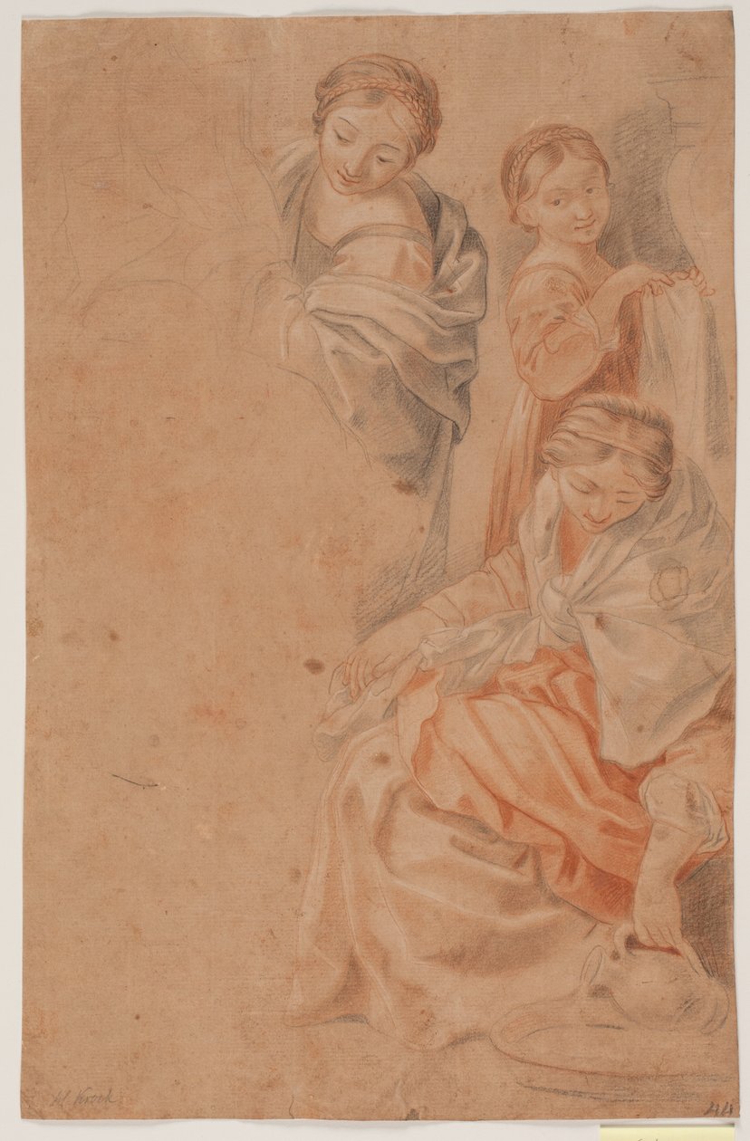 Három női alak. Tanulmányozás Guido Reni freskója után a Cappella dell