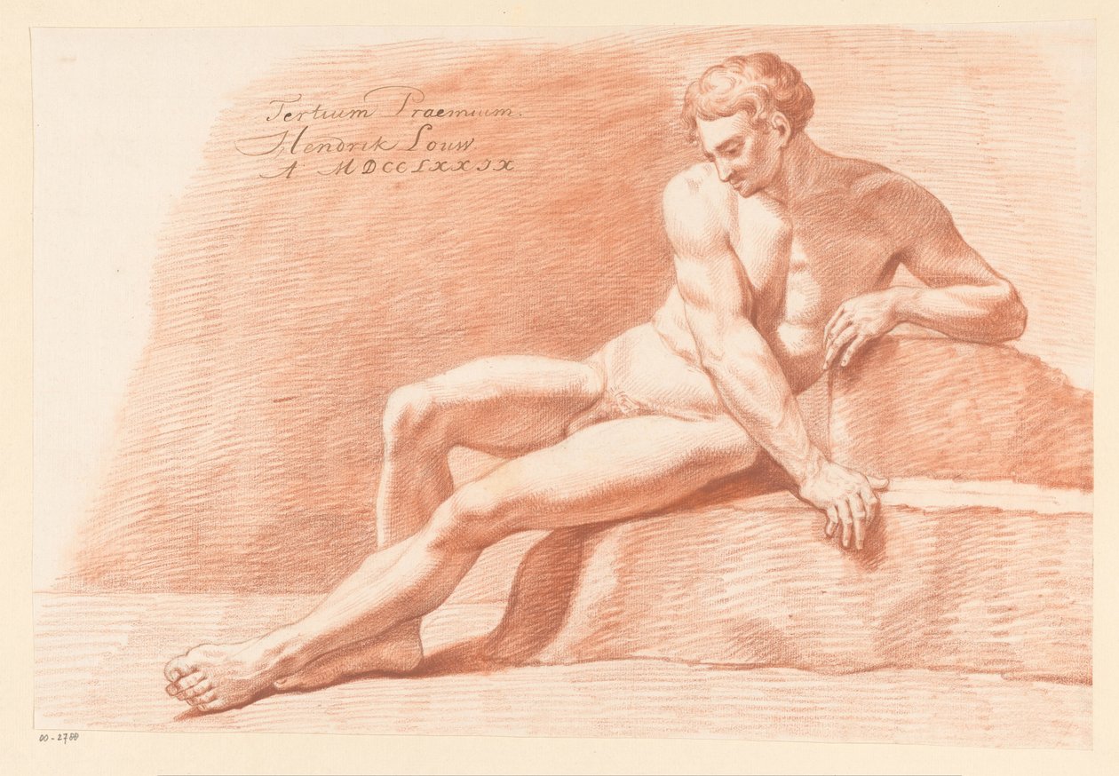 Ülő férfi akt, elölről nézve (3. díj 1779) alkotó: Hendrik Louw