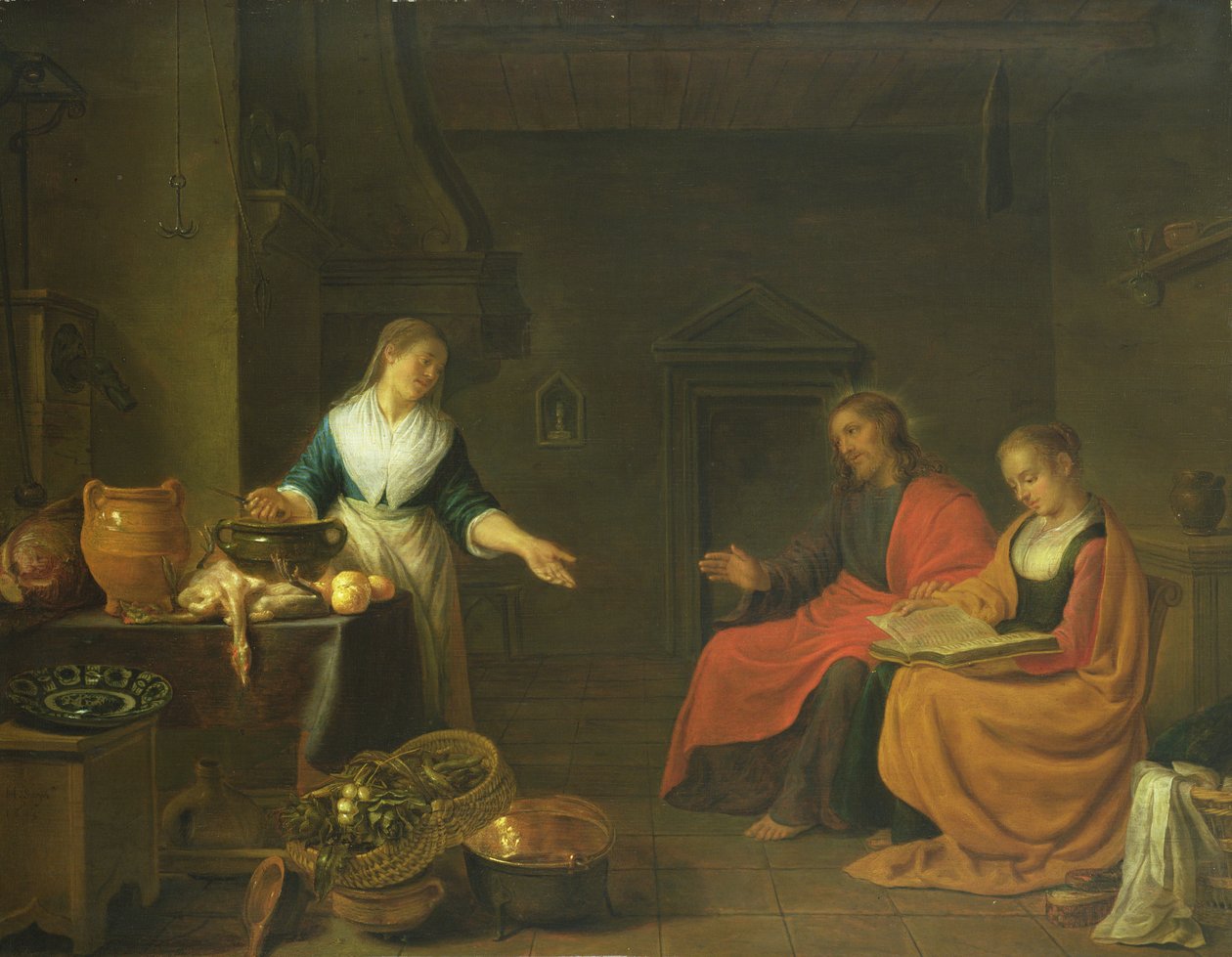 Krisztus Márta és Mária házában, 1645 alkotó: Hendrik Martensz Sorgh