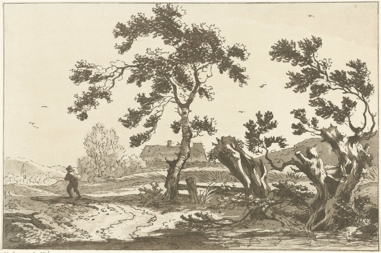 Bomen langs een weg Tizenkét terv azoknak a használatára számolva, akik tájrajzot tanulnak (sorozat címe) alkotó: Hendrik Meijer