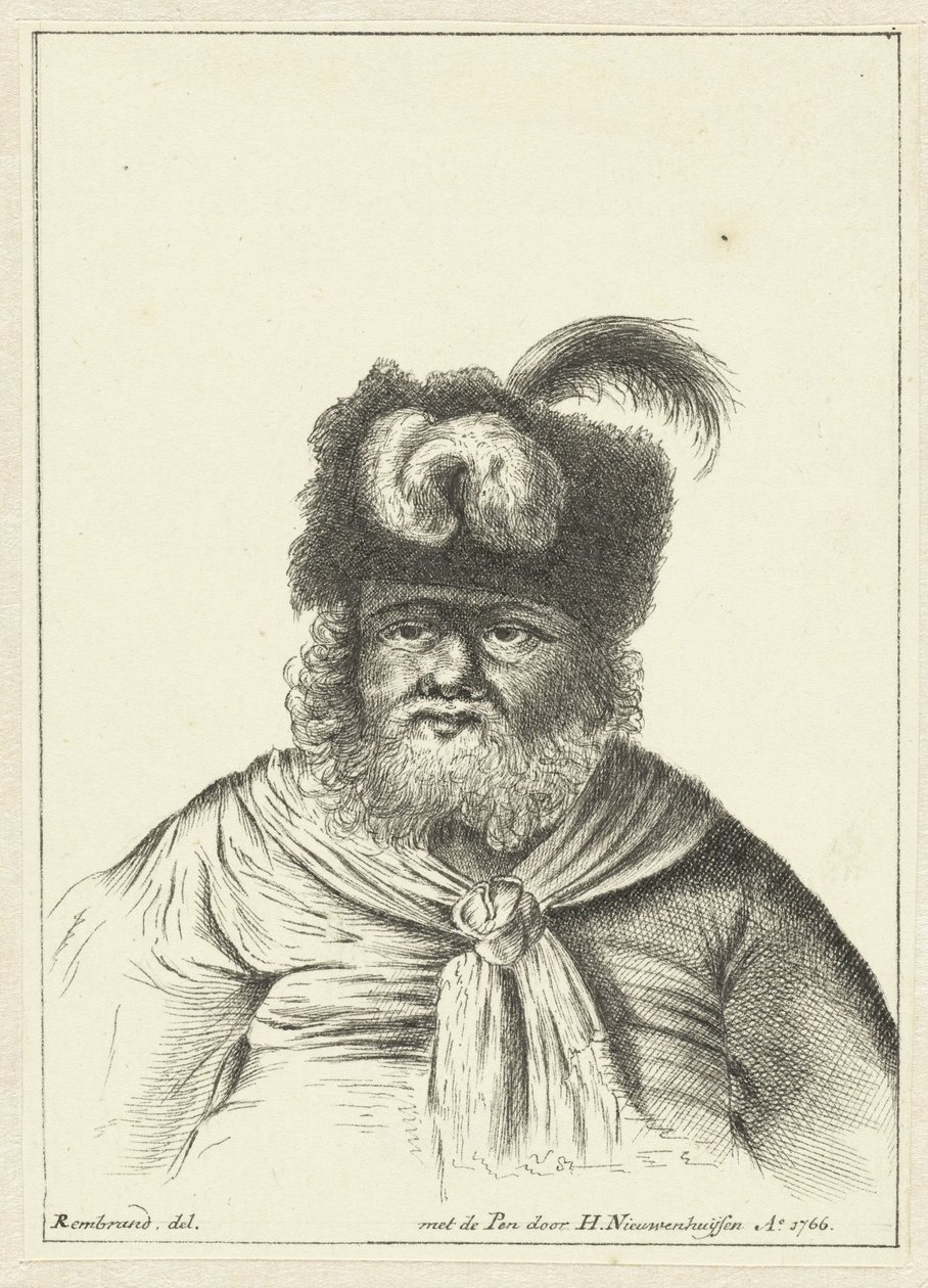 Ülő férfi prémes sapkával alkotó: Hendrik Nieuwenhuysen