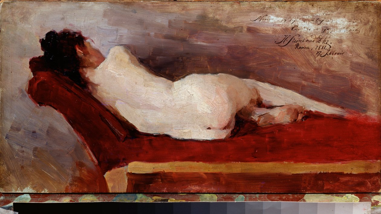 Pihenő modell. Henryk Siemiradzki (1843-1902) festménye, olaj, vászon alkotó: Henryk Siemiradzki