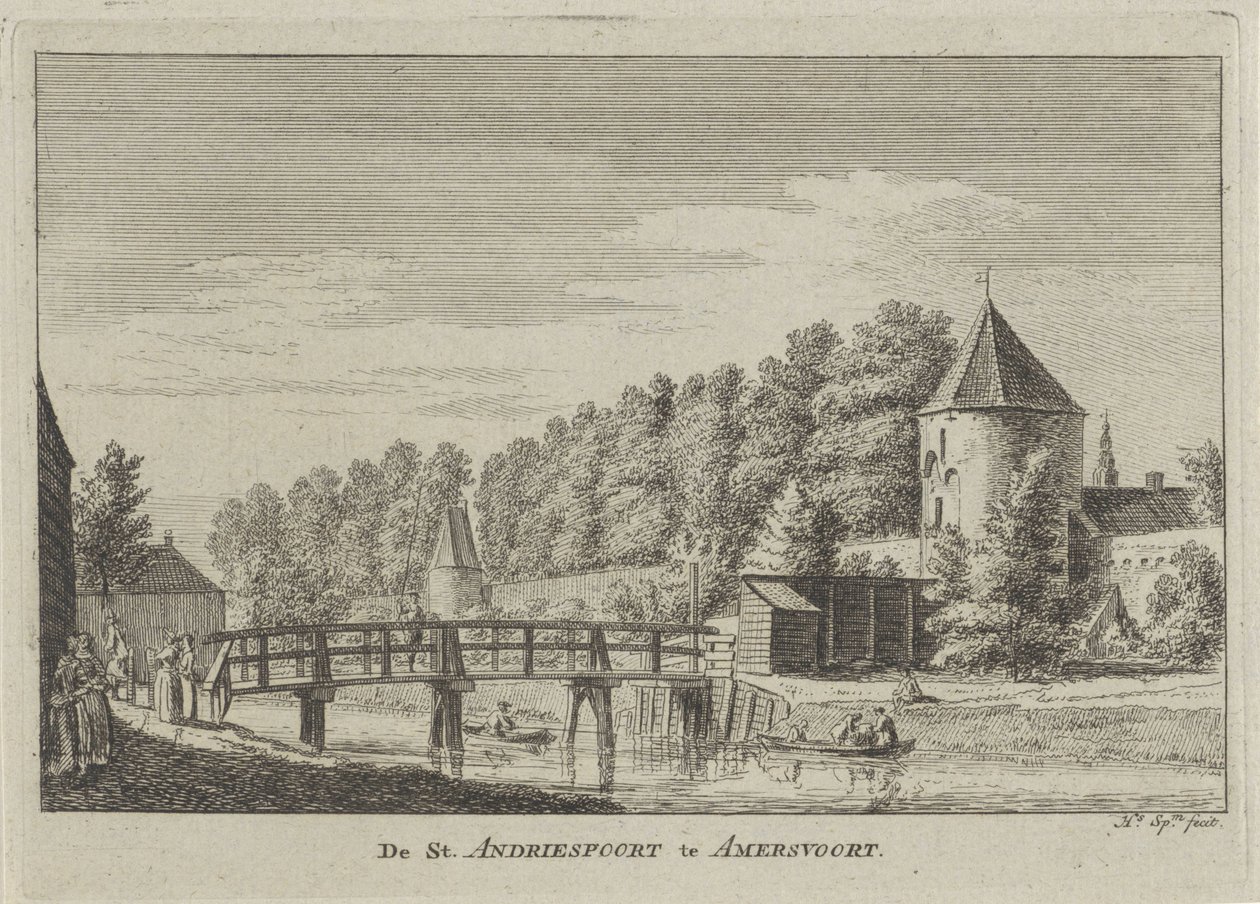 Kilátás a Sint Andriespoortra Amersfoortban St. Andriespoort Amersvoortban (cím a tárgyon) alkotó: Hendrik Spilman