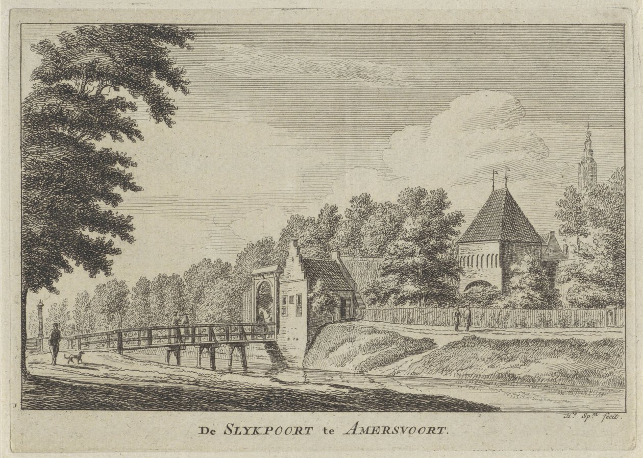 Kilátás a Slijkpoortra Amersfoortban A Slijkpoort Amersfoortban (cím az objektumon) alkotó: Hendrik Spilman