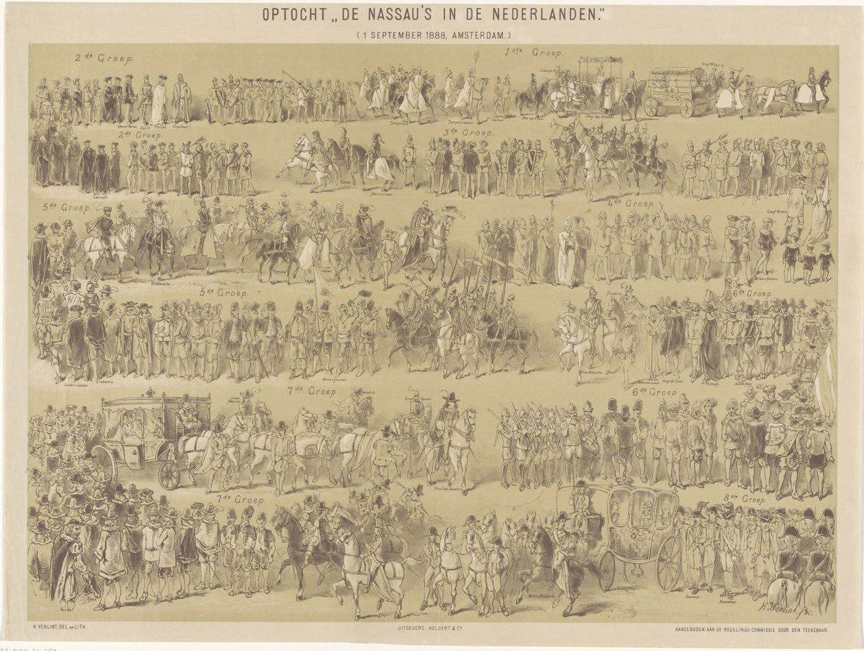 A nassaui felvonulás Hollandiában. (1888. szeptember 1., Amszterdam.) (cím a tárgyon) alkotó: Hendrik Verlint