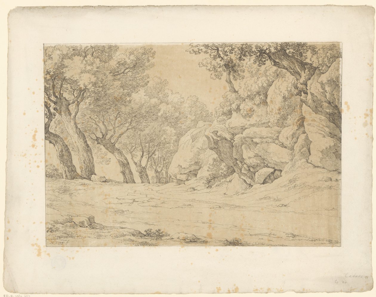 Avenue benőtt sziklákkal Tentamina Lithographica (sorozat címe) Olasz tájak (sorozat címe) alkotó: Hendrik Voogd