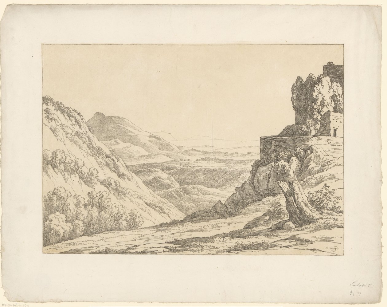 Rom kilátással Tentamina Lithographica (sorozat címe) Olasz tájak (sorozat címe) alkotó: Hendrik Voogd