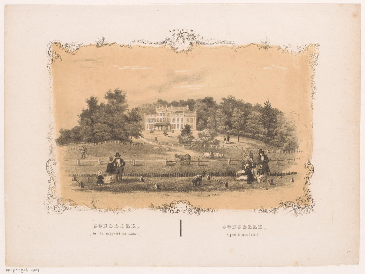 Kilátás a Sonsbeek birtokra Sonsbeek (Arnhem közelében) (cím a tárgyon) Arnhem (sorozat címe az objektumon) alkotó: Hendrik Wilhelmus Last (attributed to)