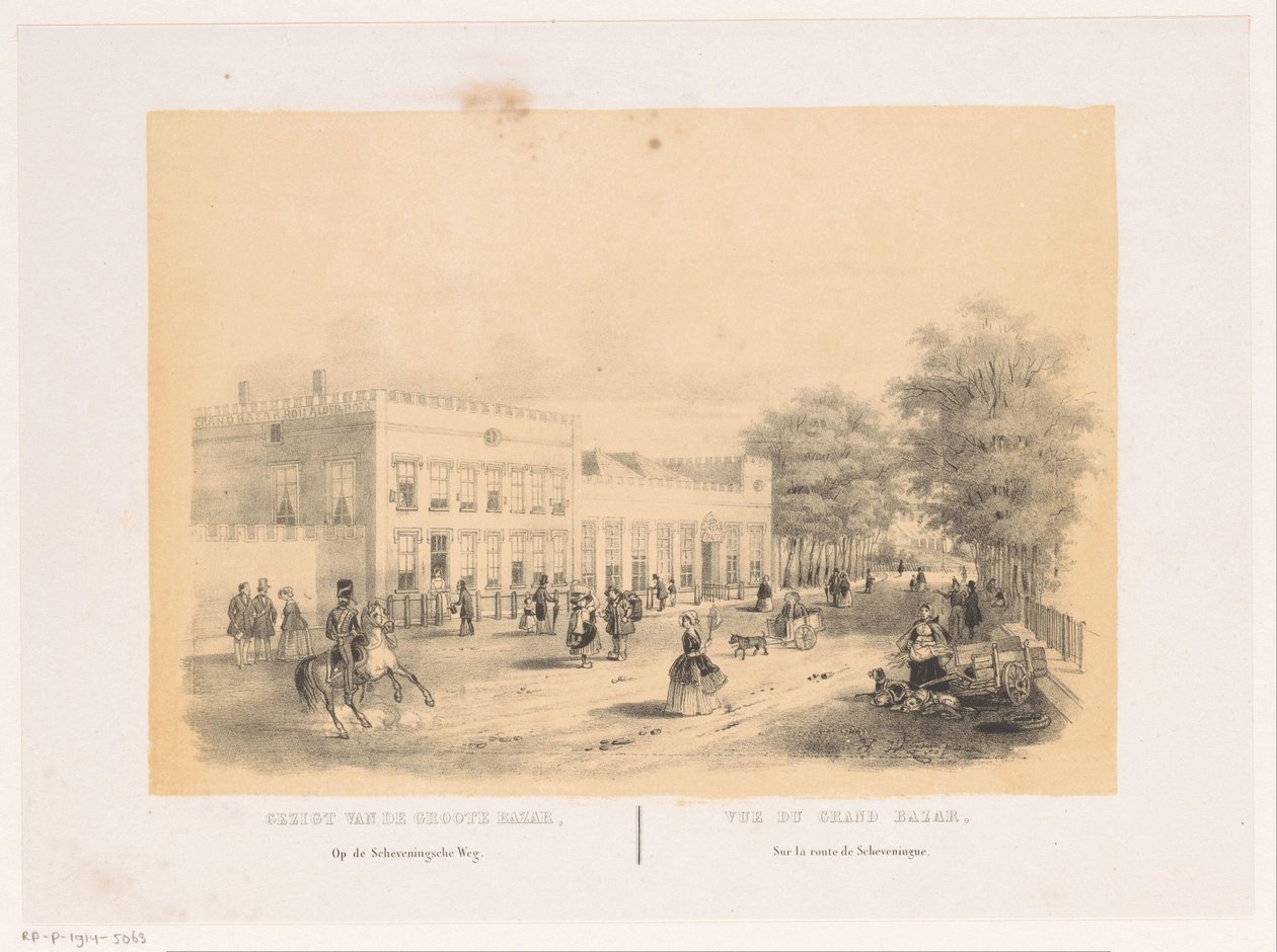 Kilátás a Groote Koninklijke Bazarra Hágában Kilátás a Grote Bazárra a Scheveningsche Weg-en (cím az objektumon) alkotó: Hendrik Wilhelmus Last