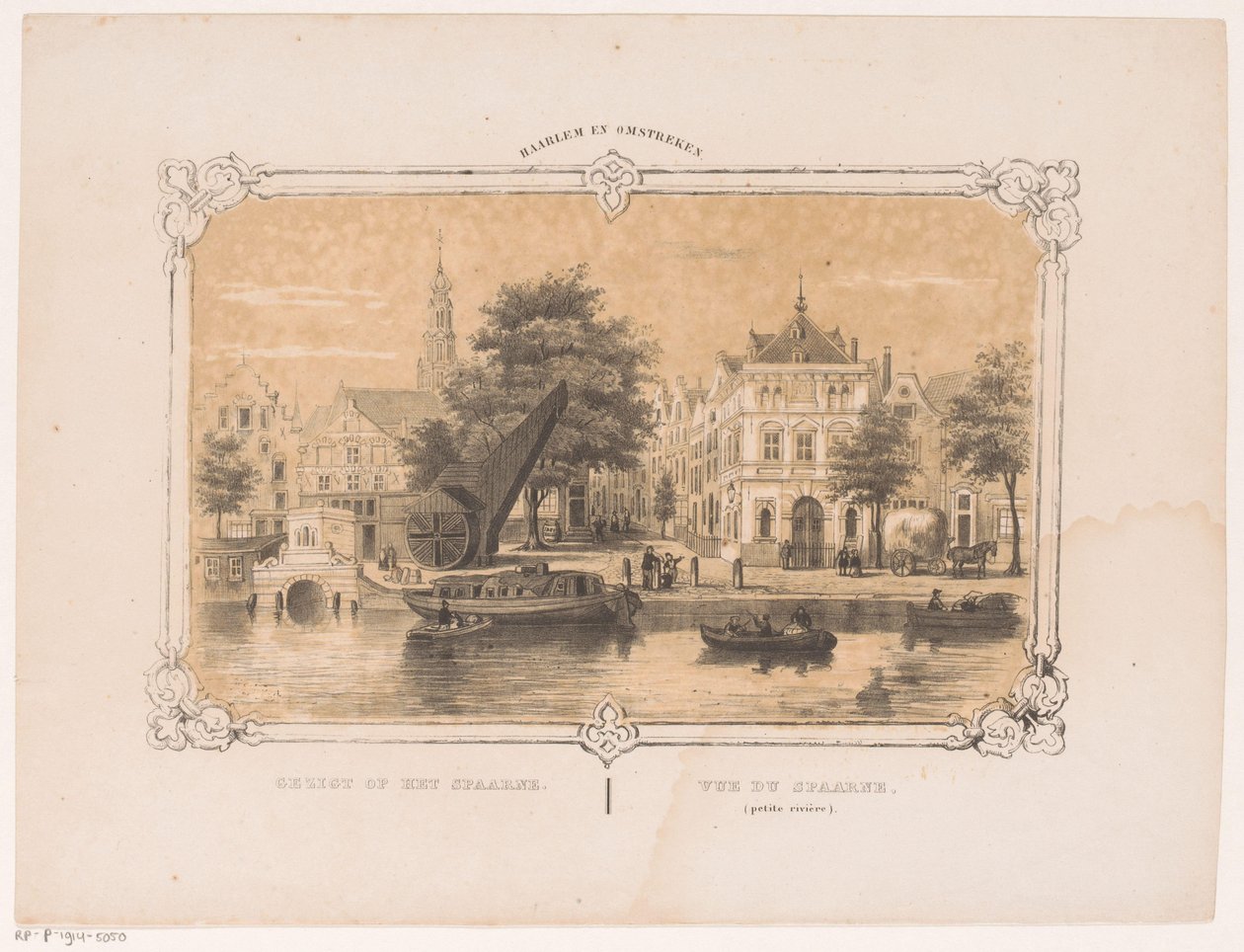 Kilátás a Spaarne-re a daruval és a Waag-gal A Spaarne képe (cím az objektumon) Haarlem és környéke (a sorozat címe az objektumon) alkotó: Hendrik Wilhelmus Last