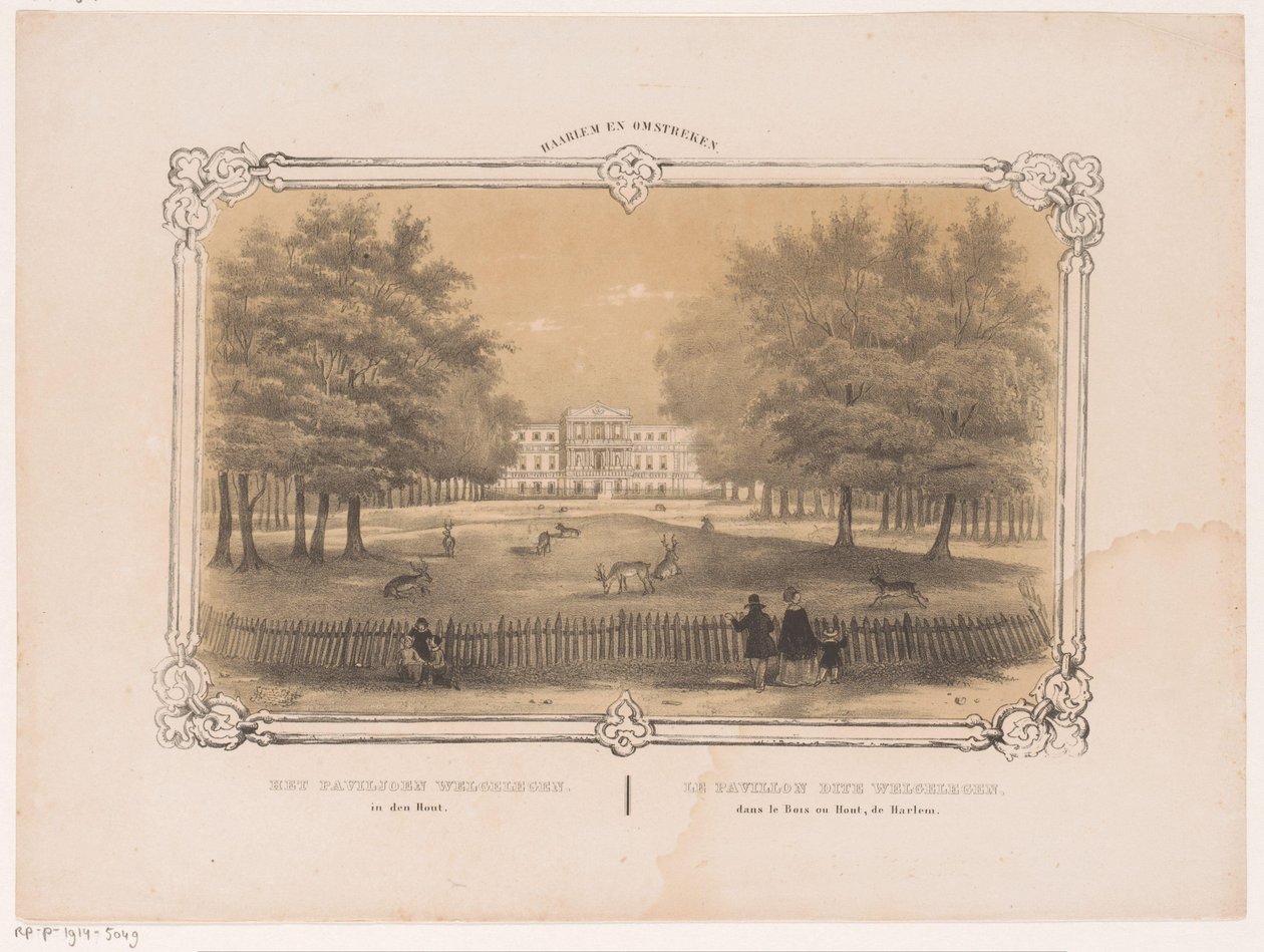 Kilátás a Welgelegen pavilonra Welgelegen pavilon fában (cím a tárgyon) Haarlem és környéke (a sorozat címe az objektumon) alkotó: Hendrik Wilhelmus Last