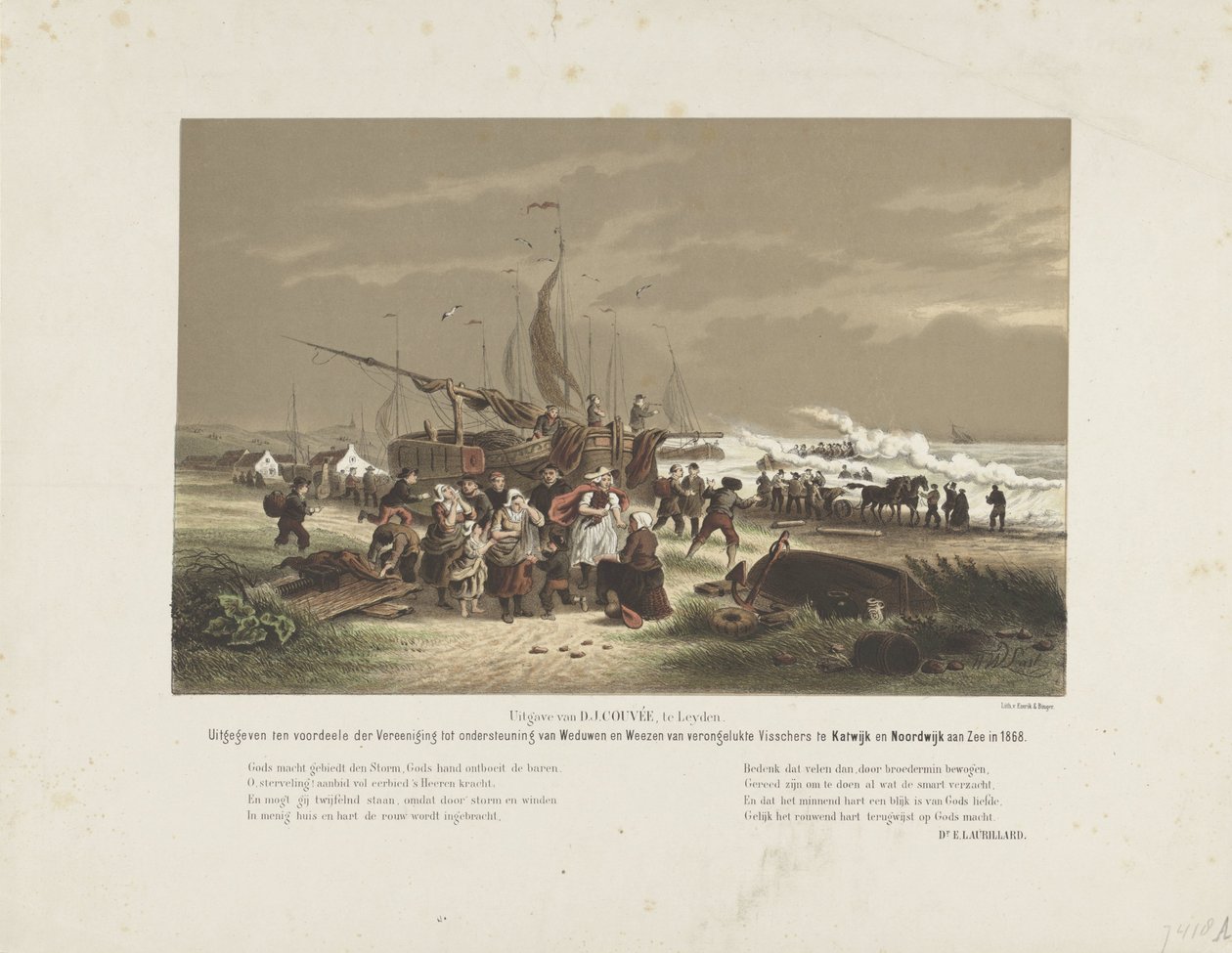 Tengerparti jelenet gyászoló halászfeleségekkel, 1868 alkotó: Hendrik Wilhelmus Last