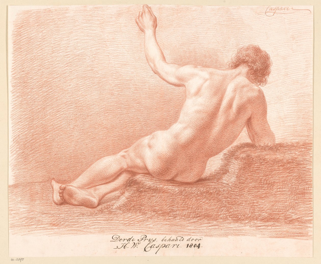 Ülő férfi akt, hátulról nézve (3. díj 1804) alkotó: Hendrik Willem Caspari